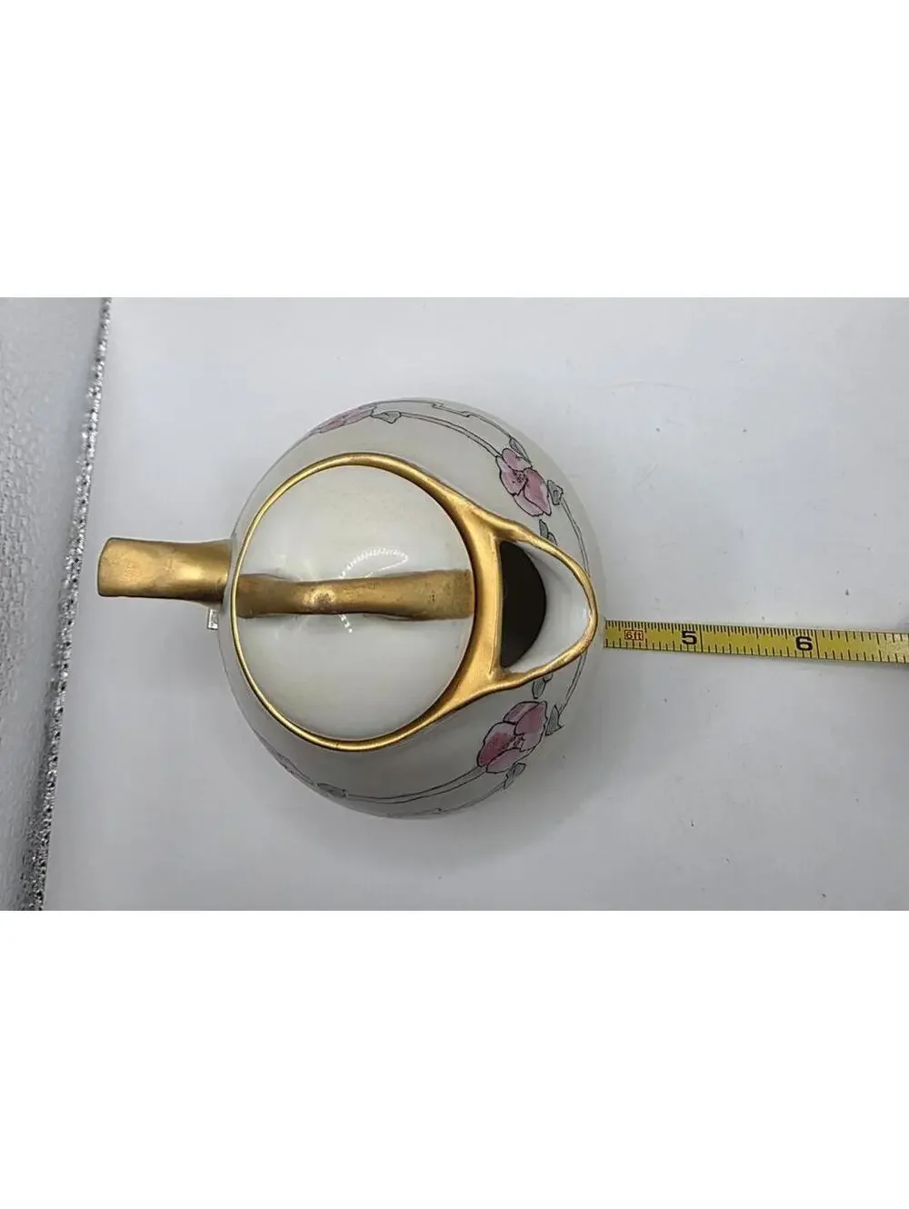 Vintage Epiag Royal Czech Covered Creamer Pink Floral Gold Gilt Porcelain